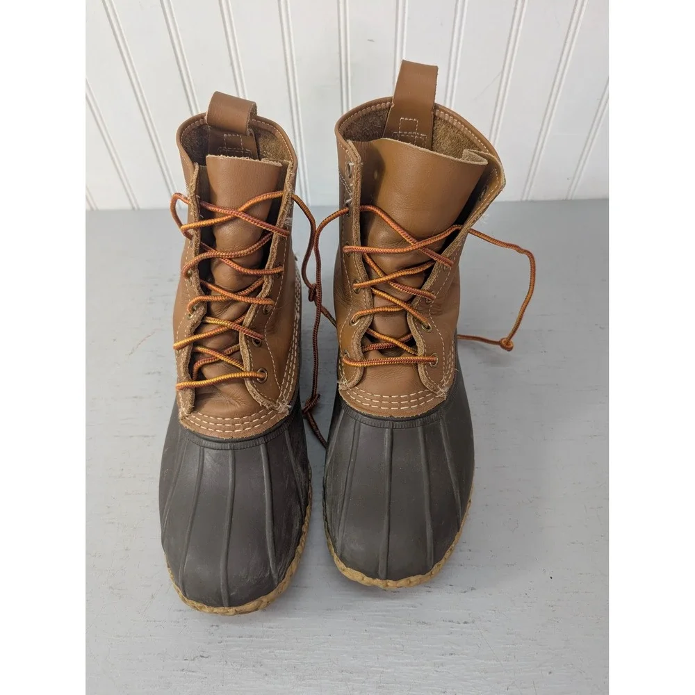 LL Bean Waterproof Leather Duck Bean Boots Mens 9 Womens 10 Brown Made in Maine
